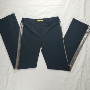 Catherine Malandrino Black Slacks Gold Metal Trim